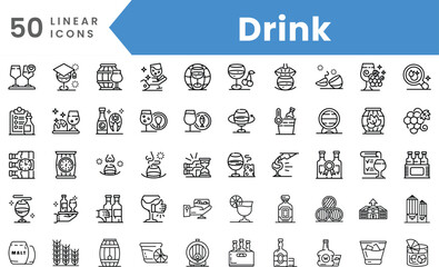 Set of linear Drink icons. Outline style vector illustration
