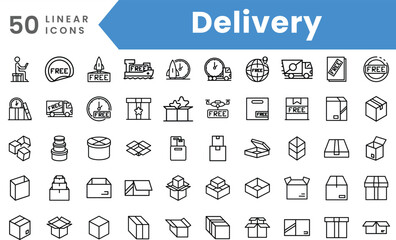 Fototapeta na wymiar Set of linear Delivery icons. Outline style vector illustration