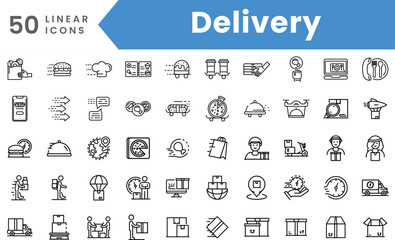 Fototapeta na wymiar Set of linear Delivery icons. Outline style vector illustration