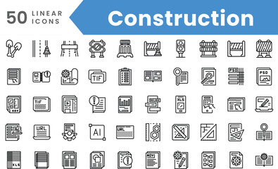 Fototapeta na wymiar Set of linear Construction icons. Outline style vector illustration
