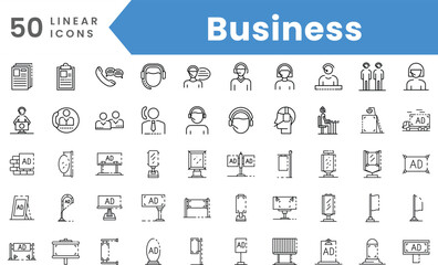 Fototapeta na wymiar Set of linear Business icons. Outline style vector illustration