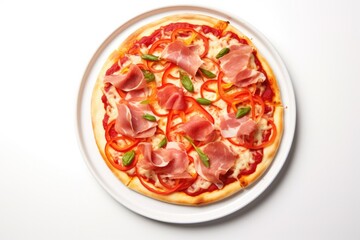 Tasty Pizza on the White Plate Fast food Background ai generated