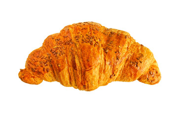 Golden brown butter croissant with sesame isolated on the transparent background