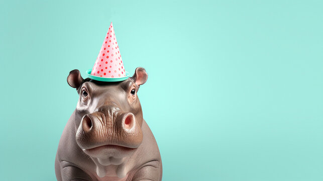 hippopotamus happy birthday party congratulation desktop wallpaper