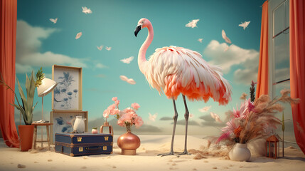 flamingo desktop wallpaper abstraction art