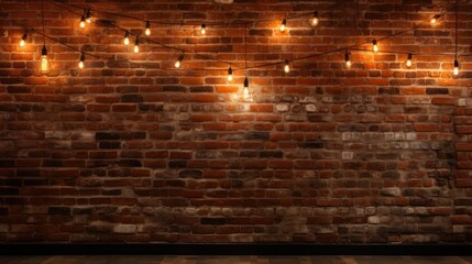 Embrace the vintage vibe! an aged brick wall lit by cozy bulb lights for timeless appeal