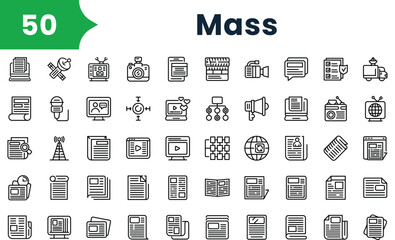 Fototapeta na wymiar Set of outline mass Icons. Vector icons collection for web design, mobile apps, infographics and ui