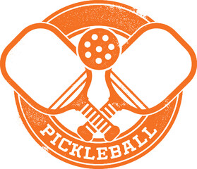 Vintage Style Pickleball Sports Stamp Design - 654425368