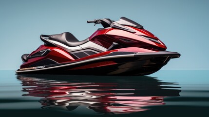 Jet ski, your ticket to aquatic excitement! An isolated jet ski sets the stage for thrilling water sports and beachside fun - obrazy, fototapety, plakaty