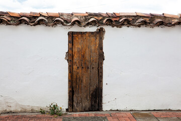 Detail of the beautiful colonial architecture of the streets of the colonial small town of Iza...