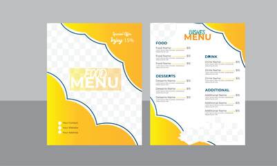 Restaurant Menu Card Design Template.