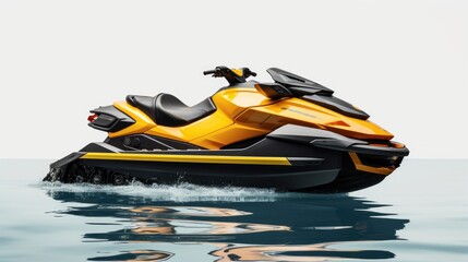 Jet ski, your ticket to aquatic excitement! An isolated jet ski sets the stage for thrilling water sports and beachside fun