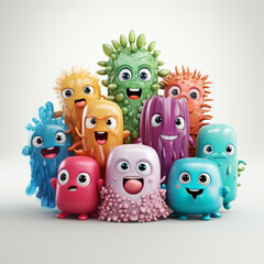 Fototapeta premium a group happy cute microorganism Mascot illustration