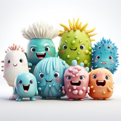 Obraz premium a group happy cute microorganism Mascot illustration
