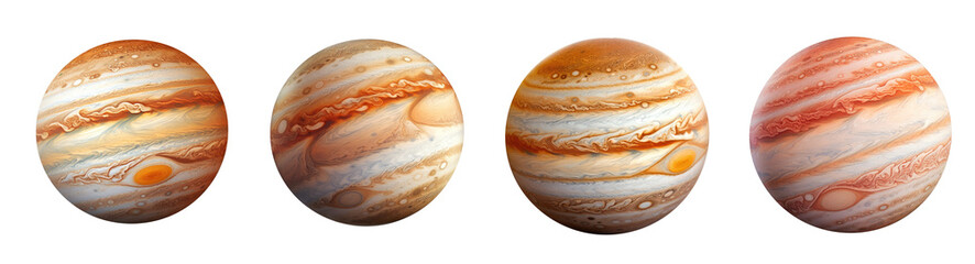 set of Planet Jupiter Isolated. 3D rendering