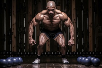 Fototapeta na wymiar Muscular body of an athlete doing bodybuilding.