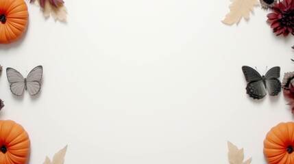 Fototapeta premium Autumn leaves on a minimal white background.