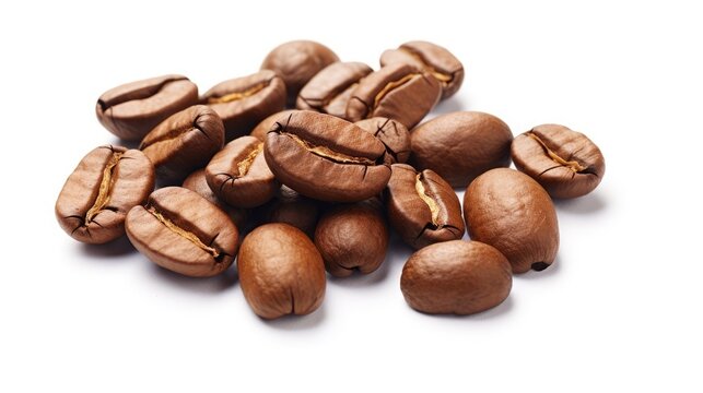 coffee beans isolated on white. Grains of coffee on a white background. Arabica. Robusta. Latte. 