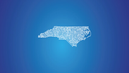 IT-Umriss des US-Bundesstaates North Carolina auf blauem Hintergrund © Roman