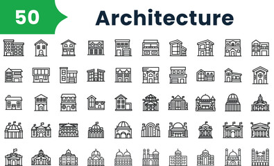 Set of outline architecture Icons. Vector icons collection for web design, mobile apps, infographics and ui