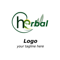 herbal simple logo with nice leaves