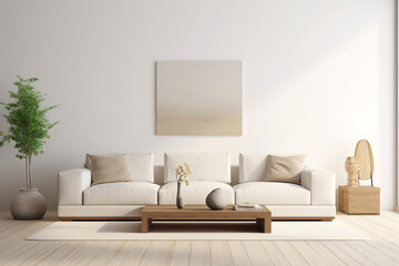 White modern living room minimal home design mockup  Generative ai