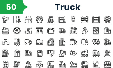 Set of outline truck icons. Vector icons collection for web design, mobile apps, infographics and ui