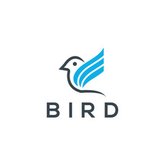 Bird logo template with line art style. Creative abstract bird logo collection.