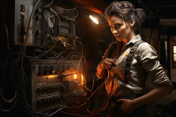 Woman as an electrician.