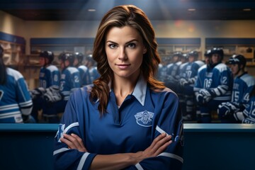 Woman as a hockey coach.