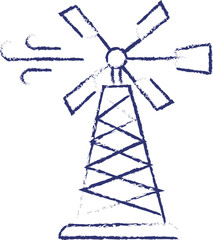 Windmill hand drawn illustration 