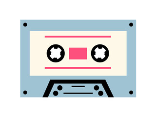 Retro audio cassette vector flat illustration