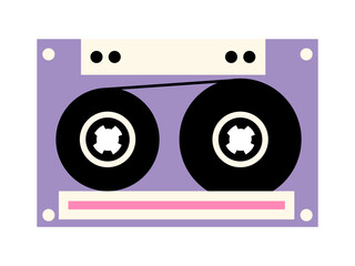 Retro audio cassette vector flat illustration