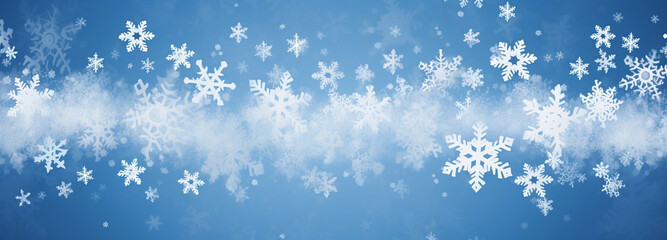 Christmas blue background with snow flakes - obrazy, fototapety, plakaty