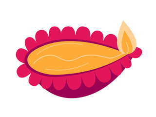 Flat style Diwali festival pink lamp vector clipart