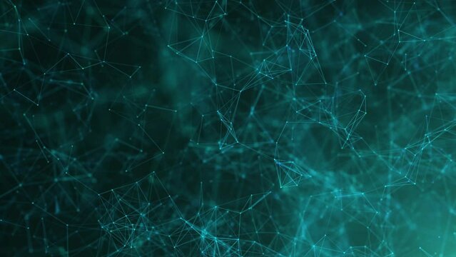Abstract Green Plexus Background.  Futuristic technology motion background. Network Business Technology