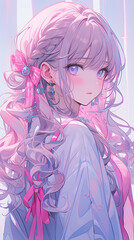 Floral Beauty: Portrait of an Anime Maiden