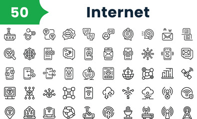 Set of outline internet Icons. Vector icons collection for web design, mobile apps, infographics and ui