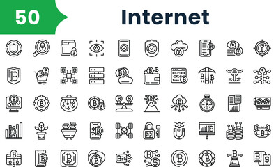 Fototapeta na wymiar Set of outline internet Icons. Vector icons collection for web design, mobile apps, infographics and ui