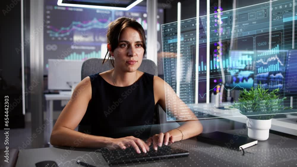 Poster Analyst Working With Spreadsheet Business Data