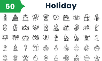 Set of outline holiday icons. Vector icons collection for web design, mobile apps, infographics and ui