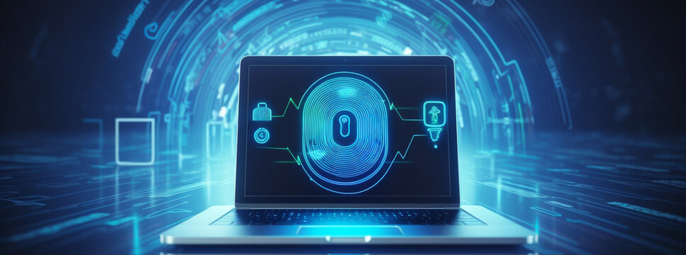 Professional digital online account sign up verification process and official information and documents authentication for KYC or know your customer regulations with fingerprint and photo ID scanning 