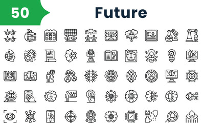 Set of outline future icons. Vector icons collection for web design, mobile apps, infographics and ui