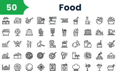 Set of outline food Icons. Vector icons collection for web design, mobile apps, infographics and ui