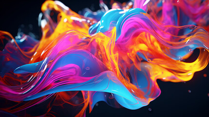 Abstract neon colourful liquid splashes and waves background