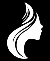 Ilustración de rostro femenino en fondo negro - obrazy, fototapety, plakaty
