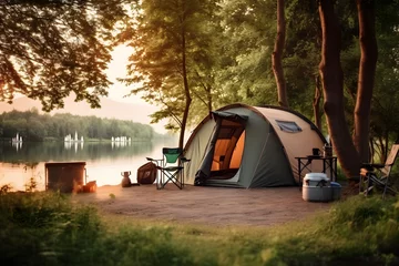 Foto op Plexiglas tents at camping sites with camping accessories © Hafiz08