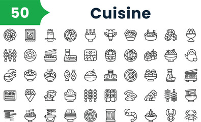 Set of outline cuisine icons. Vector icons collection for web design, mobile apps, infographics and ui