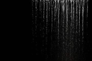 Foto op Aluminium Water flowing from shower Black background overlay template © The Big L