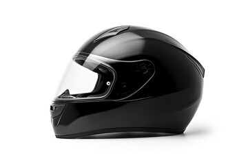 Obraz premium White background isolated black motorcycle helmet